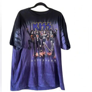 vintage y2k band tee Kiss tie dye destroyer Tour t shirt sz xl RARE Unisex